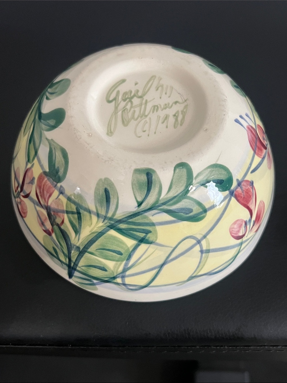 Gail Pittman Vintage 1988 Maypop Hand Painted Collectible Bowl
